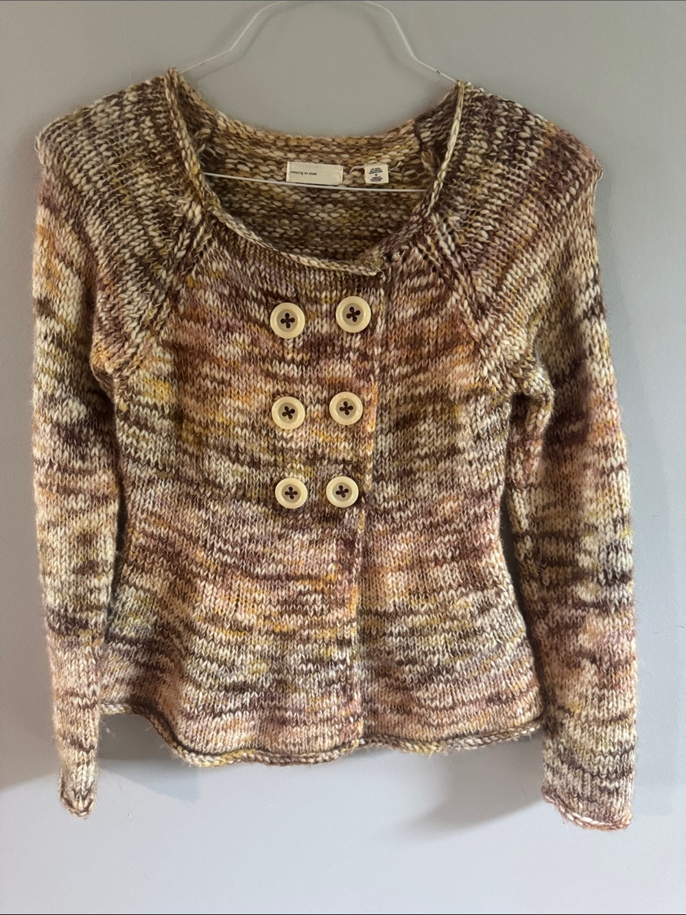 Sleeping on Snow Anthropologie Chunky Knit Button Sweater Medium Wool Blend